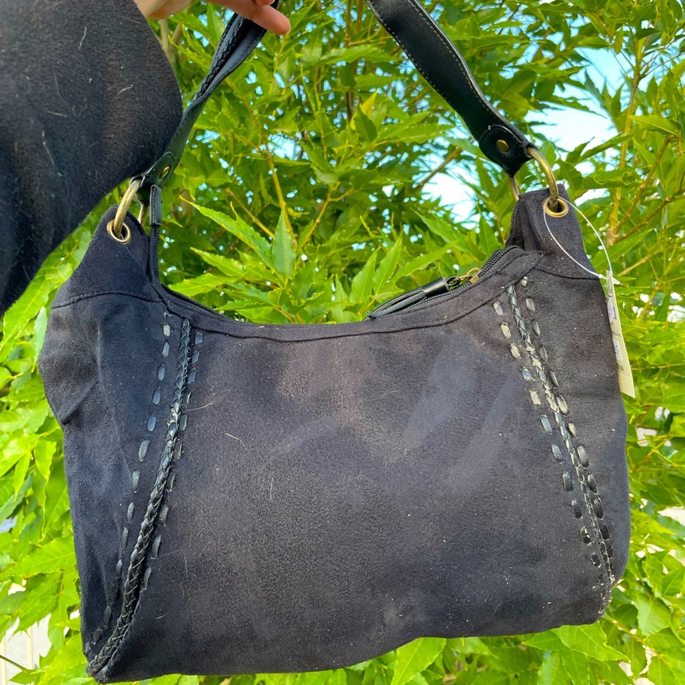 Coldwater Creek Florence Whpstchd Hobo Black Bag, size: LRG